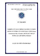 Luận án Nghiên cứu quá trình tái sinh và nhân giống in vitro cây sâm ngọc linh (panax Vietnamensis ha et grushv.) bằng kỹ thuật nuôi cấy lớp mỏng tế bào