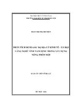 Luận án Phân tích dưới góc độ địa lý kinh tế - Xã hội làng nghề tỉnh Nam Định trong xây dựng nông thôn mới