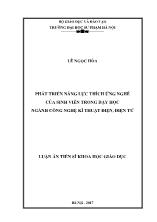 Luận án Phát triển năng lực thích ứng nghề của sinh viên trong dạy học ngành công nghệ kĩ thuật điện, điện tử