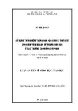 Luận án Sử dụng thí nghiệm trong dạy học sinh lí thực vật cho sinh viên ngành sư phạm sinh học ở các trường cao đẳng sư phạm