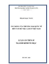 Luận án Tác động của thương mại quốc tế đến vấn đề việc làm ở Việt Nam