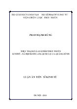 Luận án Thực trạng và giải pháp phát triển kinh tế - Xã hội hành lang quốc lộ 12 A Quảng Bình