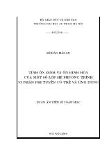 Luận án Tính ổn định và ổn định hóa của một số lớp hệ phương trình vi phân phi tuyến có trễ và ứng dụng