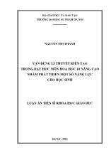 Luận án Vận dụng lí thuyết kiến tạo trong dạy học môn Hóa học 10 nâng cao nhằm phát triển một số năng lực cho học sinh