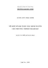 Luận án Về một số bài toán xác định nguồn cho phương trình parabolic