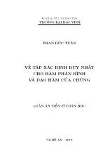 Luận án Về tập xác định duy nhất cho hàm phân hình và đạo hàm của chúng