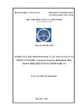 Nghiên cứu đặc điểm sinh học và kỹ thuật sản xuất giống cá ngạnh - Cranoglanis bouderius (richardson, 1846) trong điều kiện nuôi tại tỉnh Nghệ An