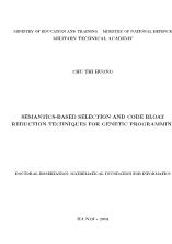 Semantics-Based selection and code bloat reduction techniques for genetic programming