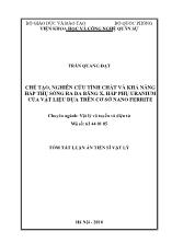 Tóm tắt Luận án Chế tạo, nghiên cứu tính chất và khả năng hấp thụ sóng ra đa băng x, hấp phụ uranium của vật liệu dựa trên cơ sở nano ferrite
