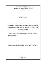 Tóm tắt Luận án Dạy học toán ở trường cao đẳng sư phạm theo hướng tăng cường vận dụng toán học vào thực tiễn