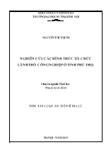 Tóm tắt Luận án Nghiên cứu các hình thức tổ chức lãnh thổ công nghiệp ở tỉnh Phú Thọ