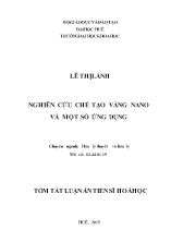 Tóm tắt Luận án Nghiên cứu chế tạo vàng nano và một số ứng dụng