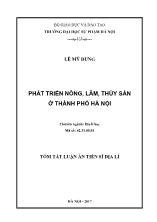 Tóm tắt Luận án Phát triển nông, lâm, thủy sản ở thành phố Hà Nội