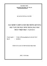 Tóm tắt Luận án Xác định và rèn luyện hệ thống kĩ năng học tập cho học sinh trong dạy học phần “điện học”, Vật lí 11