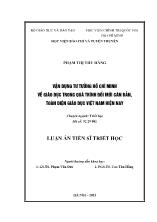 Vận dụng tư tưởng Hồ Chí Minh về giáo dục trong quá trình đổi mới căn bản, toàn diện giáo dục Việt Nam hiện nay