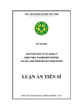 Giải pháp kinh tế và quản lý giảm thiểu ô nhiễm môi trường tại các làng nghề ngoại thành Hà Nội