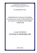 Luận án Ảnh hưởng của năng lực lãnh đạo của nhà quản lý dự án tới thành công dự án đầu tư xây dựng công trình ở Việt Nam