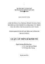 Luận án Ảnh hưởng của thông tin kế toán công bố đến quyết định của nhà đầu tư trên thị trường chứng khoán Việt Nam