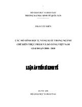 Luận án Các mô hình hội tụ năng suất trong ngành chế biến thực phẩm và đồ uống Việt Nam giai đoạn 2000 - 2010