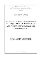 Luận án Các nhân tố ảnh hưởng đến sử dụng thông tin chi phí và những tác động của việc sử dụng thông tin chi phí đến kết quả hoạt động - Nghiên cứu tại các doanh nghiệp miền nam Việt Nam