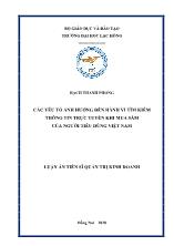 Luận án Các yếu tố ảnh hưởng đến hành vi tìm kiếm thông tin trực tuyến khi mua sắm của người tiêu dùng Việt Nam