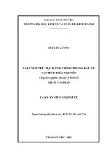 Luận án Cải cách thủ tục hành chính trong đầu tư tại tỉnh Thái Nguyên