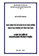 Luận án Chất lượng thể chế quản trị và tăng trưởng kinh tế địa phương cấp tỉnh ở Việt Nam