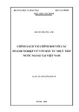 Luận án Chính sách tài chính đối với các doanh nghiệp có vốn đầu tư trực tiếp nước ngoài tại Việt Nam