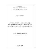 Luận án Chính sách thúc đẩy doanh nghiệp đầu tư cho khoa học và công nghệ của một số quốc gia và bài học cho Việt Nam