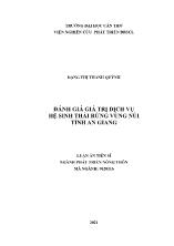 Luận án Đánh giá giá trị dịch vụ hệ sinh thái rừng vùng núi tỉnh An Giang