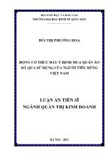 Luận án Động cơ thúc đẩy ý định mua quần áo đã qua sử dụng của người tiêu dùng Việt Nam