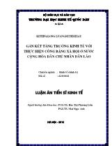 Luận án Gắn kết tăng trưởng kinh tế với thực hiện công bằng xã hội ở nước cộng hòa dân chủ nhân dân Lào