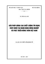 Luận án Giải pháp nâng cao chất lượng tín dụng xuất khẩu tại ngân hàng nông nghiệp và phát triển nông thôn Việt Nam