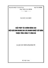 Luận án Giải pháp tài chính nâng cao hiệu quả kinh doanh cho các doanh nghiệp xây dựng thuộc tổng công ty sông Đà