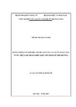 Luận án Hoàn thiện cơ chế điều hành lãi suất của ngân hàng nhà nước Việt Nam trong điều kiện nền kinh tế thị trường