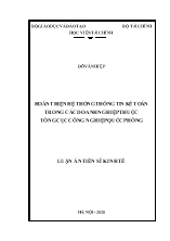 Luận án Hoàn thiện hệ thống thông tin kế toán trong các doanh nghiệp thuộc tổng cục công nghiệp quốc phòng