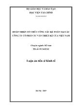 Luận án Hoàn thiện tổ chức công tác kế toán tại các công ty cổ phần tư vấn thiết kế của Việt Nam