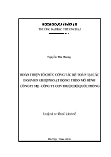 Luận án Hoàn thiện tổ chức công tác kế toán tại các doanh nghiệp hoạt động theo mô hình công ty mẹ - Công ty con thuộc bộ quốc phòng