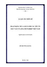 Luận án Hoạt động mua sắm xanh các yếu tố đầu vào của doanh nghiệp Việt Nam