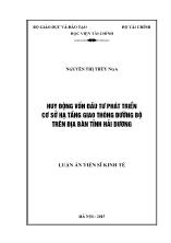 Luận án Huy động vốn đầu tư phát triển cơ sở hạ tầng giao thông đường bộ trên địa bàn tỉnh Hải Dương