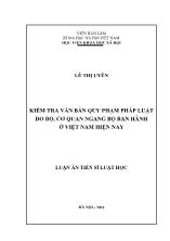 Luận án Kiểm tra văn bản quy phạm pháp luật do bộ, cơ quan ngang bộ ban hành tại Việt Nam hiện nay