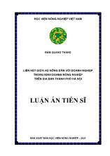 Luận án Liên kết giữa hộ nông dân với doanh nghiệp trong kinh doanh nông nghiệp trên địa bàn thành phố Hà Nội