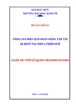 Luận án Nâng cao hiệu quả hoạt động vận tải xe buýt tại Thừa Thiên Huế