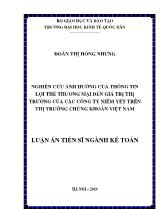 Luận án Nghiên cứu ảnh hưởng của thông tin lợi thế thương mại đến giá trị thị trường của các công ty niêm yết trên thị trường chứng khoán Việt Nam