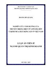 Luận án Nghiên cứu ảnh hưởng của truyền miệng điện tử (ewom) đến ý định mua bất động sản ở Việt Nam