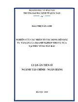 Luận án Nghiên cứu các nhân tố tác động đến đầu tư tài sản của doanh nghiệp nhỏ và vừa tại tiểu vùng Tây Bắc