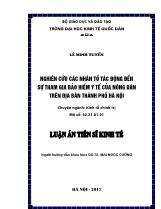 Luận án Nghiên cứu các nhân tố tác động đến sự tham gia bảo hiểm y tế của nông dân trên địa bàn thành Phố Hà Nội