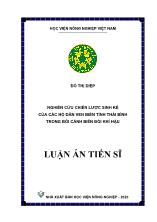 Luận án Nghiên cứu chiến lược sinh kế của các hộ dân ven biển tỉnh thái bình trong bối cảnh biến đổi khí hậu