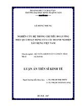 Luận án Nghiên cứu hệ thống chỉ tiêu đo lường hiệu quả hoạt động của các doanh nghiệp xây dựng Việt Nam