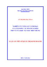 Luận án Nghiên cứu năng lực lãnh đạo của giám đốc các doanh nghiệp nhỏ và vừa khu vực bắc miền trung